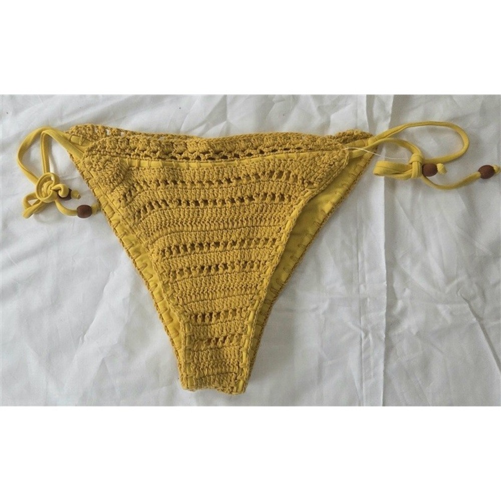 NWOT Wet LA M Crochet Tie Side Bikini Bottom Yellow 128552